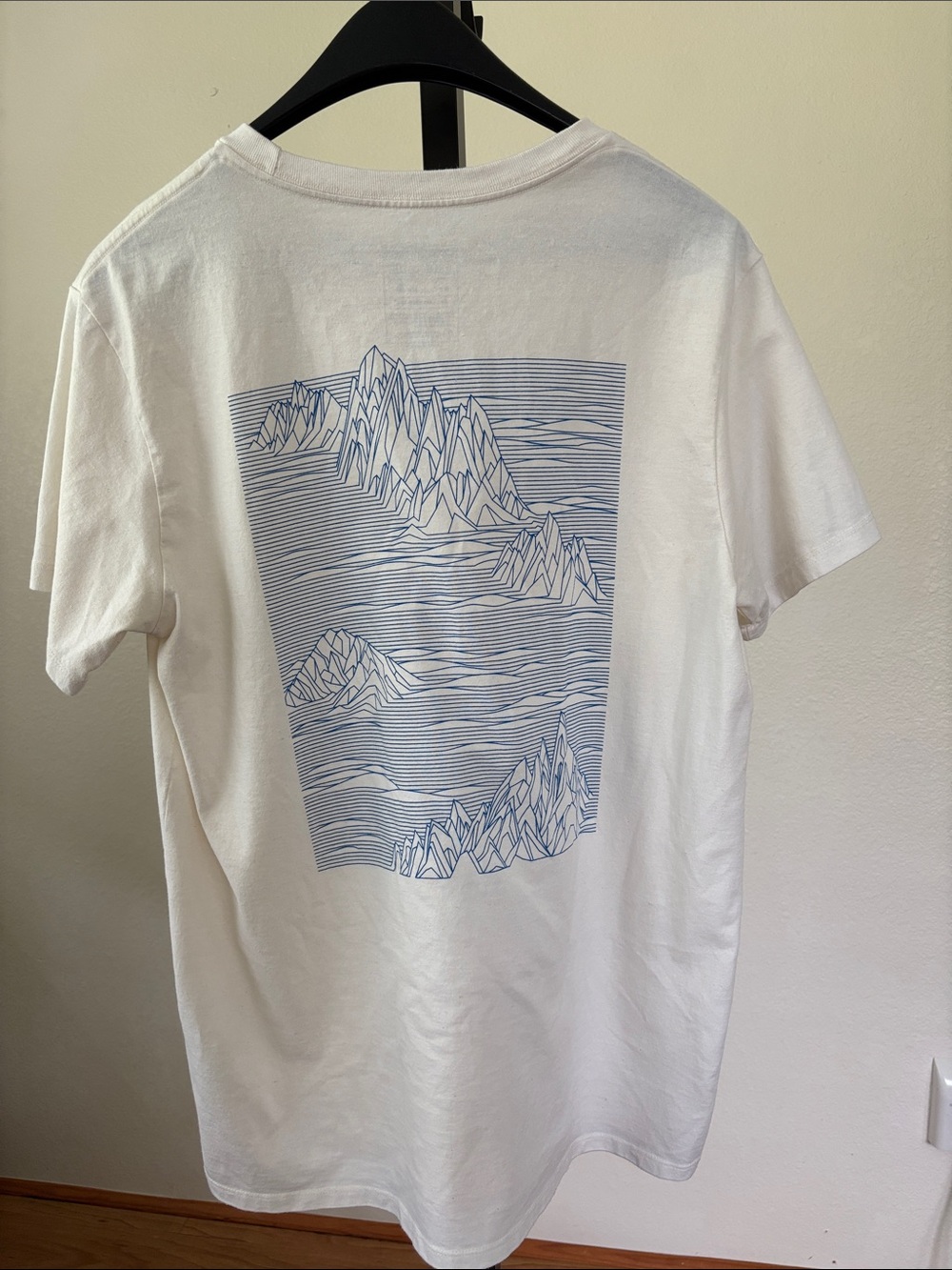 Patagonia Cream Short-Sleeve T-Shirt with Small Blue Logo
